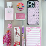 [MADE] xs ♩♪♬ dot. (pink) glass bumper iPhone case