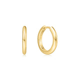 gold tube small huggie hoop 14k gold plating + 925 silver earrings E062-01G