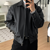 Wayne Vintage Crack Leather Zip-Up Jacket