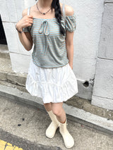 ロリポップストライプ オフショルダー ノースリーブ