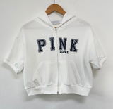 ハート🎀💕🧸ベイビーセミクロップドTシャツフーディージップアップジャンパー🧸🖤🤍3COLOR