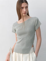 (Z-T-6651)UNBALANCED CUTOUT SLIM KNIT