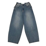 String wide denim pants