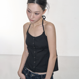 STRAP DETAIL HALTER NECK BLOUSE (BLACK)