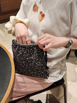 terazzo フラットストリングポーチバッグ - ブラック L