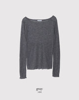 ボートネックウェーブレイヤードウールTシャツ (5color)