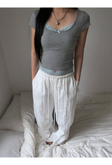 Sky Lace Gray Short Sleeve Tee