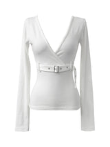 belted wrap V-neck T (2color)