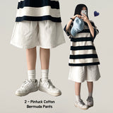 レトロウエストバンドピンタックコットンバミューダパンツ [short, basic selection]