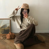 [BELLIDE MADE] ルーズフィットストライプVネックニット