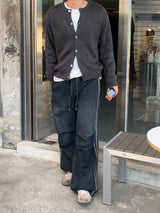 Track string denim pants
