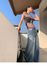 Santori chiffon off-shoulder sleeveless T-shirt