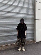 hip patch camo bermuda pants