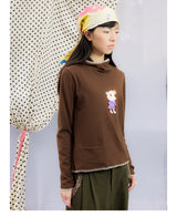 春夏新作オリジナルデザインプリント二色フード付きTシャツ