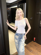 1289. ブルーシャークデニムローワイドパンツ