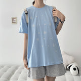 テキスト アルファベット ショートスリーブ Tシャツ(4 colors) H&L