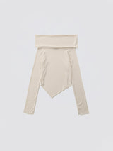 Cowl-neck Open Shoulder Tee_Ivory