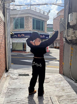 LETTERING CHINO PANTS - BLACK