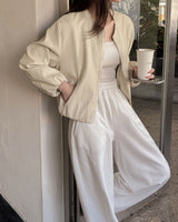 Sando no collar leather jumper