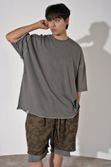 VINTAGE P. DYEING CUT-OUT 1/2 BOX TEE (Khaki)