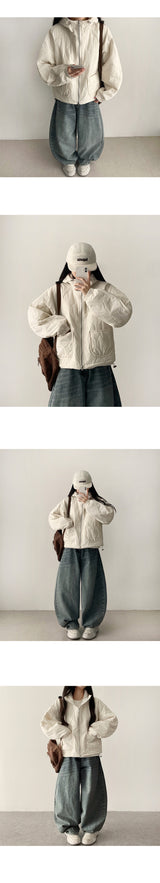 Beetle hem incision denim wide pants