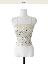 [♡MADE♡] coco :: flower dot frill top