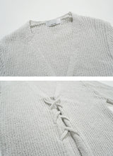 Side slit ribbed lace-up knit