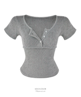Daisy floral eyelet button top (3color)