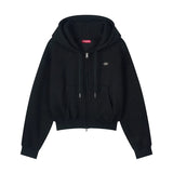 Logo Crop Hoodie Zip Up (26FOU-HDZP04)