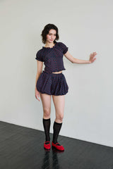 MINI HEART BALLOON SKIRT PANTS / NAVY