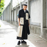 Patchwork Raw Edge Ink Wash Shirt