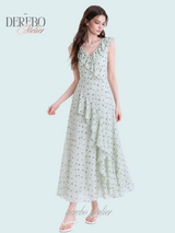 Mint Soufflé Frill Long Dress