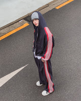 トイズカラーマッチングトラックラインフードジップアップ
