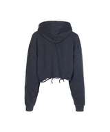 8287 Center Logo Vintage Crop Hoodie (Charcoal)