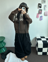 ミンク🖤リベットパラシュートコーデュロイロングパンツ🩶🖤2カラー