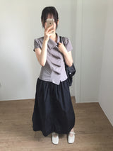 Unbalanced draping blouse (2color)