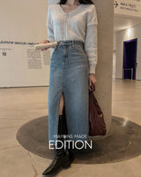【MADE】Slit denim long skirt