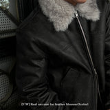 [F/W] Real raccoon fur leather blouson(3color)