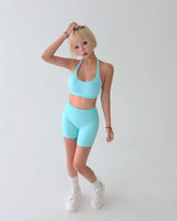 Hip shirring bra top & leggings two-piece set