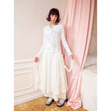 Mid-rise white butterfly floral skirt
