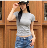 Stretch Cotton Slim Short Sleeve T-shirt Melange