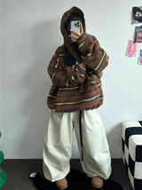ツーピンタックリベットベルトバルーンロングパンツ🤎🖤💙3カラー