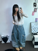SEMI SEE THROUGH BOUCLE フーディーカーディガン 🩵🩶🖤🧸4COLOR