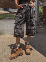 Super Pocket Cargo Half Denim Pants