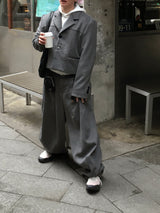 No.1582 wool 70 セットダートワイドスラックス (3color)