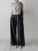 [Summer ver.] Tie Two Tuck Long Wide Slacks