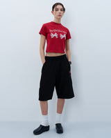 ツインリボンクロップTシャツ　レッド