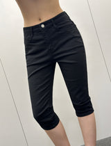 Shy Black Denim Capri Pants