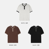 Waffle ringer henley neck short sleeve t-shirt