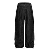 Raw Wide Pintuck Denim Pants